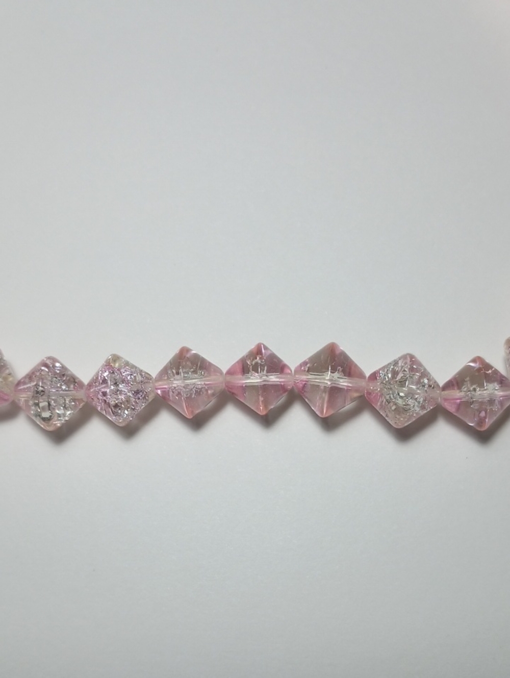 3/$15 10mm Glass Bicone Beads Translucent Strawberry Cream 16" Strand 9132GB